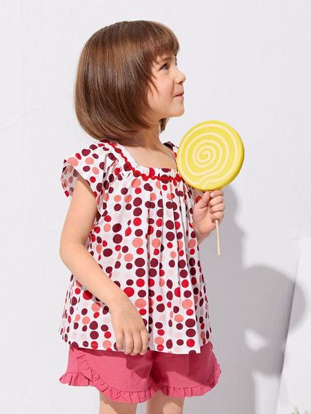 

sheen little girl's raglan sleeve poca dot she, White;black