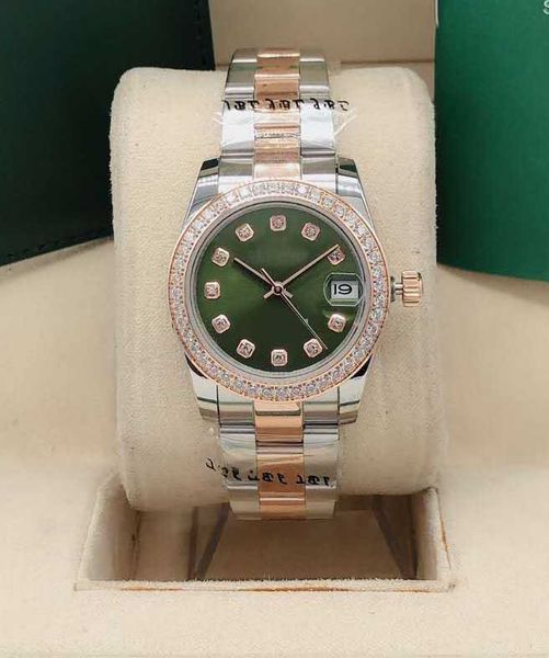 

fashion sapphire 31mm womens watches ladies dress stainless steel bracelet watch with date diamond ring automatic mec2179, Slivery;brown