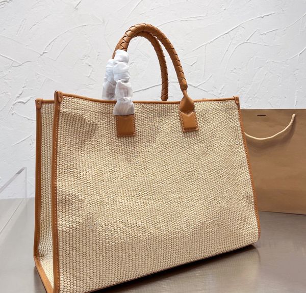 

advanced summer vacation series handmade straw woven shopping bag fashion retro style beach bag large capacity handbag embroidery
