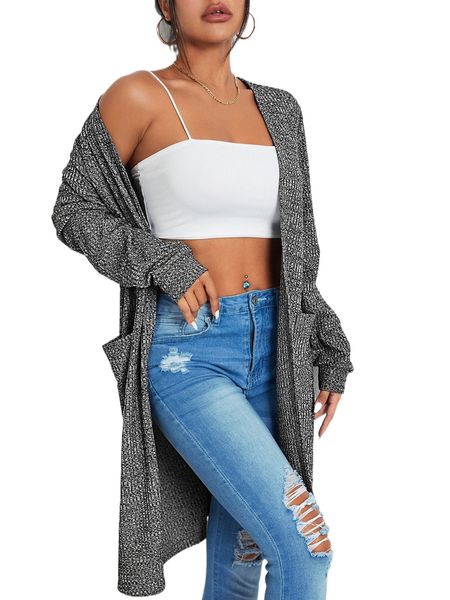 

double pocket open front coat l45n#, Black