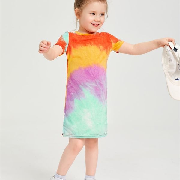 

sheen little girl tie dye t-shirt dress she, Red;yellow