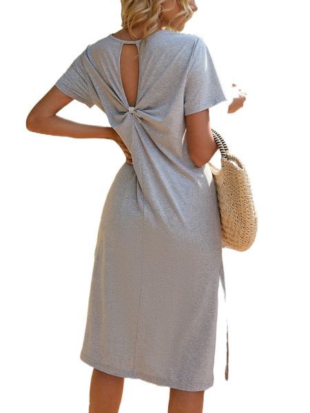

cut out back tee dress 57wp#, Black;gray