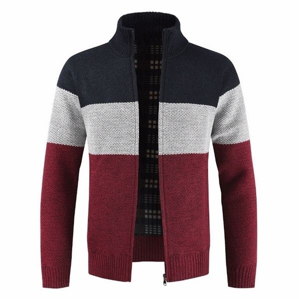 

oufisun 2019 autumn men new casual wool cardigan sweater jumper men winter fashion striped pockets knit outwear coat sweater men t200101, White;black