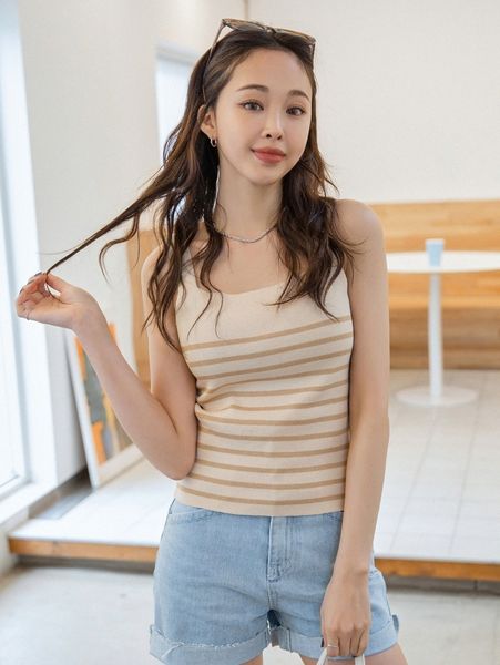 

dazy striped pattern knit 20nm#, White;black