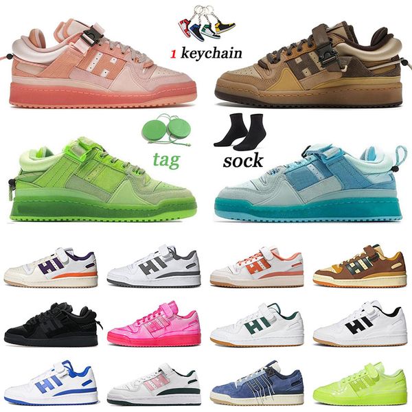 

2022 flat forum low platform designer sneakers casual shoes running bad bunny buckle brown pink easter volt bright blue og mens women sports