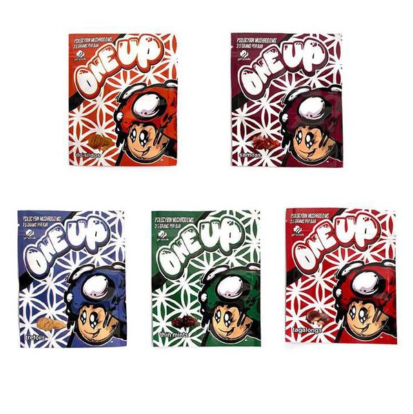 

empty snack one up edible mylar packaging bags thin mints trefoils chocolate mushroom co okie 3 side seal smell proof resealable plastic pou