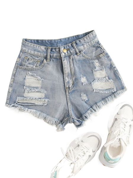 

distressed stone wash frayed shorts d6bl#, White;black