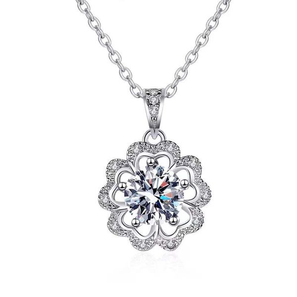 

other trendy 1 d color moissanite flower necklace women jewelry 925 sterling silver gra charm birthday gift