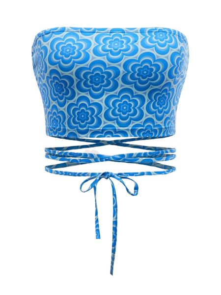 

allover f.loral p.rint crisscross k.not front tube t.op o84o#, White