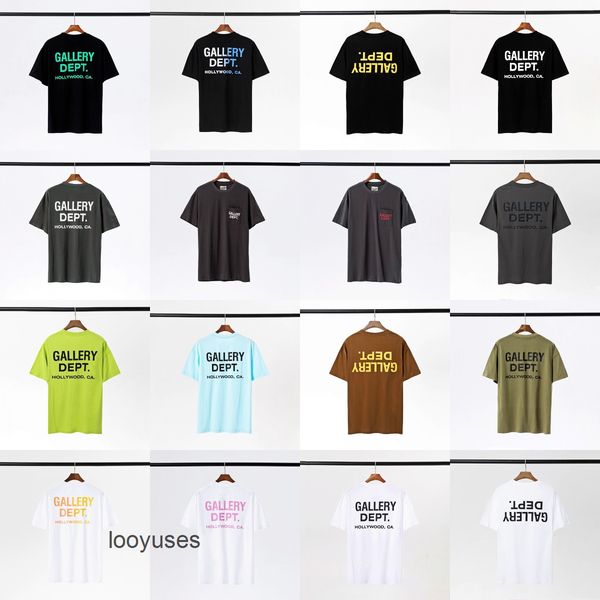

t shirts mens designer dept fashion brand galleres classic letter gradient printed short sleeve t-shirt for men women, White;black