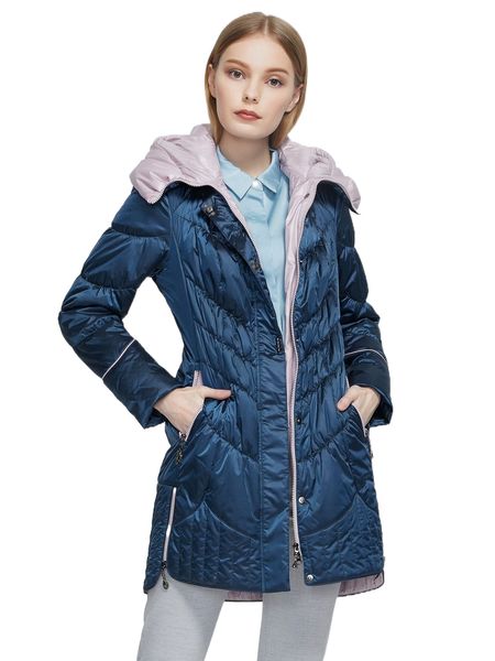 

ziai zipper & button placket quilted padded coat q1ho#, Black