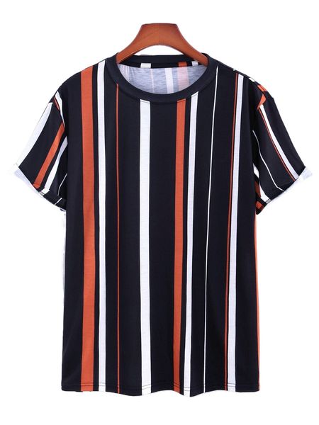

men random striped print tee i9pt#, White;black