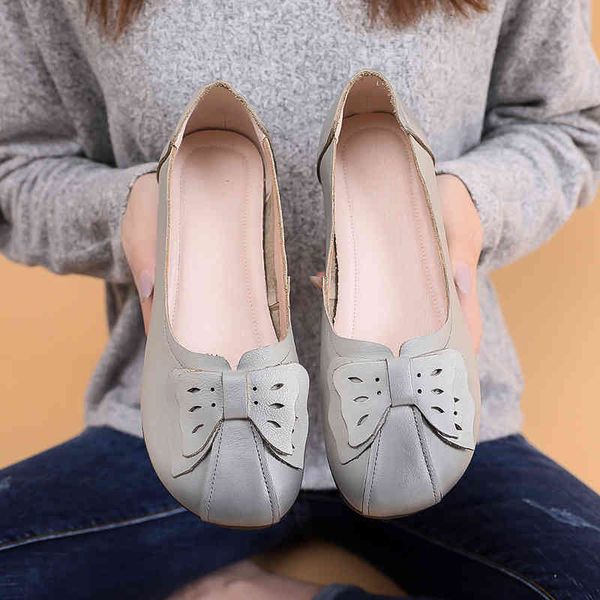 

dress shoes women's shoes leather mother's soft bottom shallow mouth national style anti slip single large 43 flower doudou j64w, Black