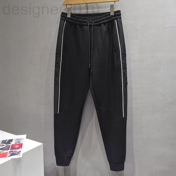 

men's pants designer pujia 2021 autumn and winter new lovers' side letter embroidery stitching casual pants men's women', Black