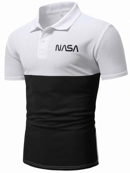 

men two tone letter graphic polo shirt r439#, White;black