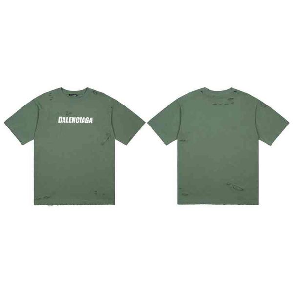 

2022 designer bal t shirt [know the goods]real pbetteros of b's new paris color, hole printed letter , half sleeve men's and women, White;black