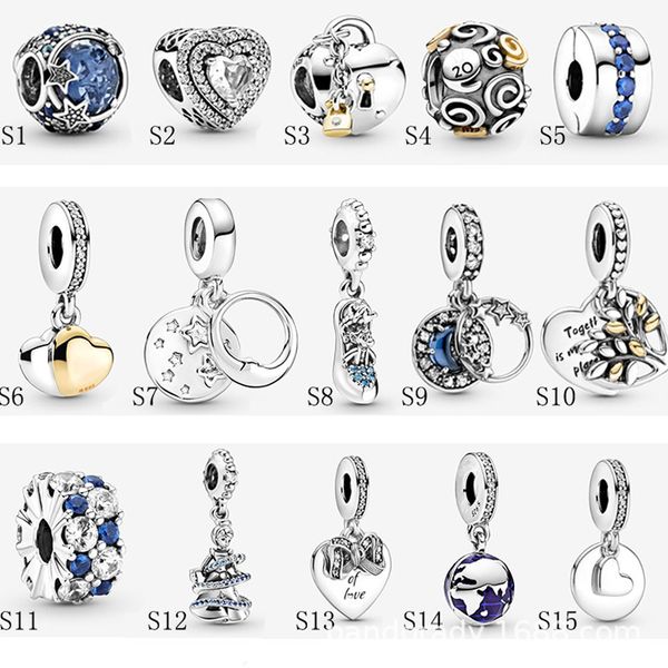 

new s925 sterling silver jewelry diy beads fits pandora ale charm for pandoras bracelets for women european rose gold bracelet&necklace, Black