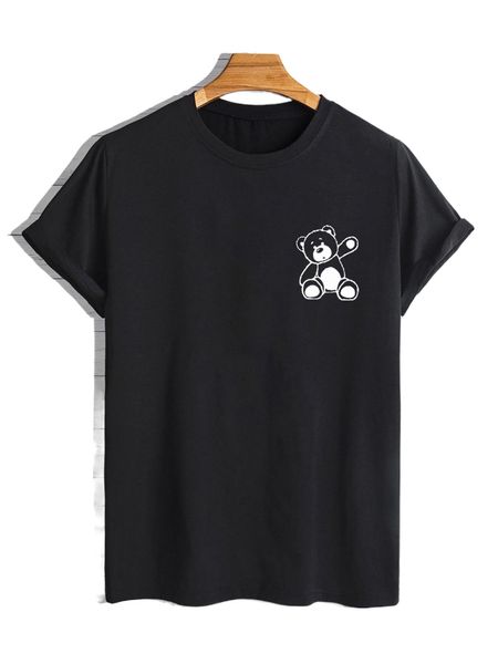 

men bear print tee v09h#, White;black