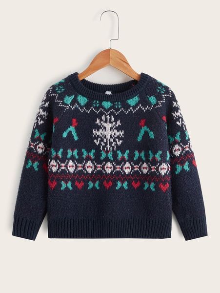 

toddler boys geo pattern raglan sleeve sweater she02, Blue