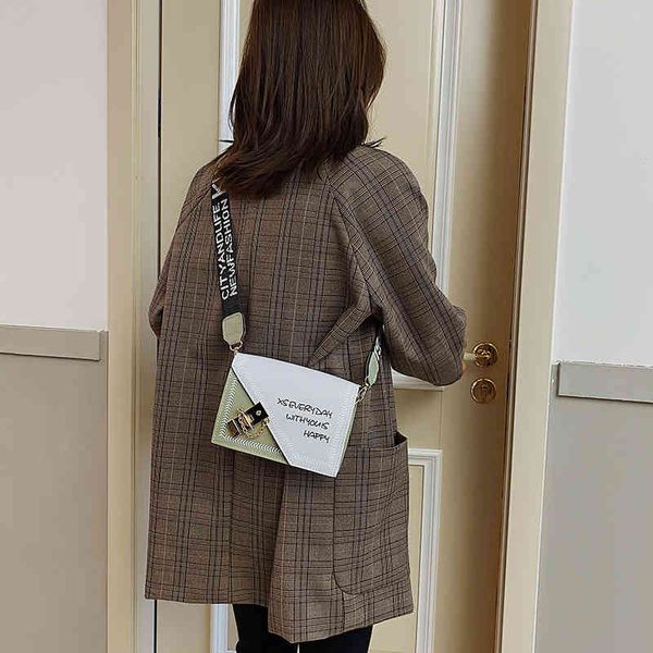 

new wide belt women's cute womens shoulder trendy small square leather bag female korea concise solid handbag