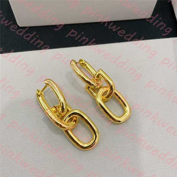 

women gold earring thick chain charm stud luxury letter ear studs party earring, Golden