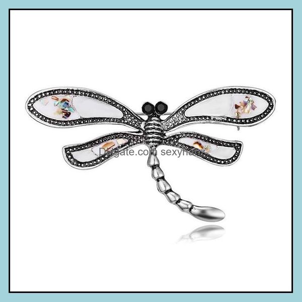 

pins brooches jewelry dragonfly for women shell insect brooch enamel pins gifts female male lapel pin badge drop delivery 2021 kpruf, Gray