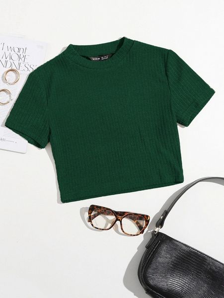 

rib-knit solid tee q9on#, White