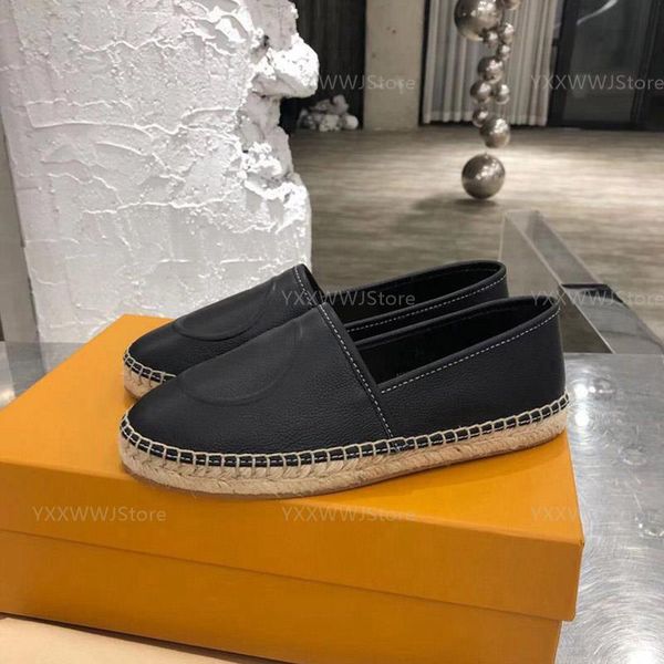 

woman starboard flat espadrille sandals letter circle signature leather loafers rope sole womens casual wedding fashion party lady black whi