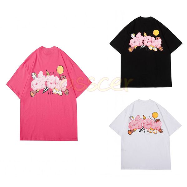 

men and womens rose red t shirts designer couples short sleeve street tees mens fashion balloon doodle print asian size s-xl, White;black