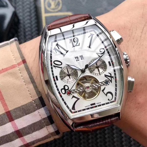 

a-brand luxury automatic movement men watches tourbillon day date dive mens mechanical watch fashion sports wrist300n, Slivery;brown