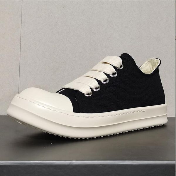 

dress shoes low spring autumn summer rick canvas sneakers for men and women real leather owens shoe laces up high soled boots casual shoes, Black