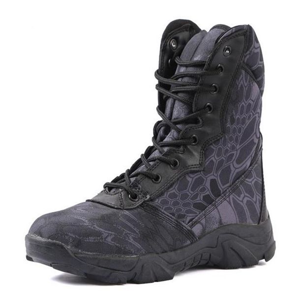 

men autumn high combat shoes outdoor non-slip hiking desert boots field climbing hunting training tactical military boots wor304c, Black