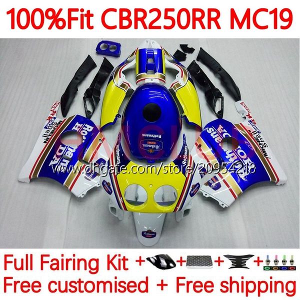 Corpo stampo ad iniezione per HONDA CBR 250RR 250 RR CC 250R 88-89 Carrozzeria 127No.0 CBR-250 CBR 250CC MC19 CBR250RR 88 89 CBR250 RR 1988 1989 Kit carenatura completa OEM Rothmans Blue