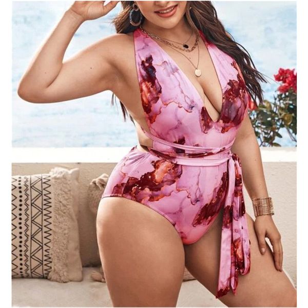 Sexy Mode-Badeanzug für Damen, Badebekleidung, Strandbekleidung, siamesisch, rosa, weiß, grün, Farbdruck, Übergröße, ohne BH, Bügel, Unterstützung, Sommer-Badeanzüge, Bikinis