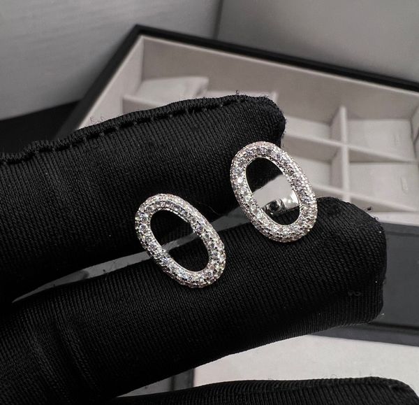 

s925 silver charm stud earring with sparkly diamond in platinum color plated for women weddin jewelry gift have box stamp ps7833, Golden