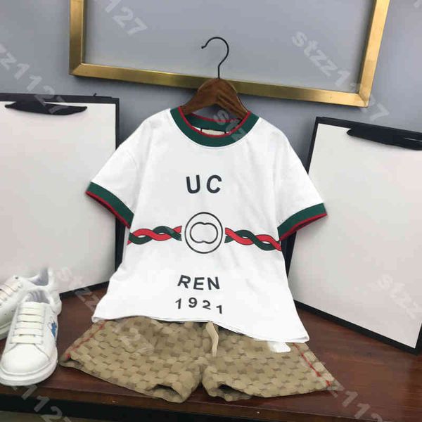 Одежда наборы 22SS Casual Boys Luxury Tradesuit Designer Kids White Fut Shorts Set Bloomers Summer Cotton Simple с коротким рукавом Tees g..cci бренд ребенок