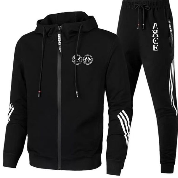 

white beard print spring autumn fitness tracksuit sweatshirtpants pullover hoodie sportwear comfortable suit 220809, Gray