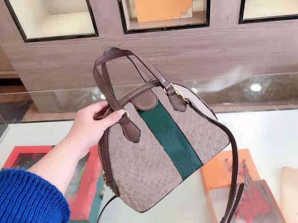 

the new 2021 genuine leather handbags handbag worn one women shoulder messenger bags hand female striped shell package quality presbyopia