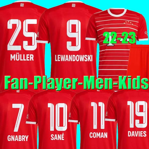 

22 23 soccer jerseys lewandowski sane kimmich coman muller davies football shirts men and kids sets kit 2022 2023 thailand quality uniform, Black;yellow