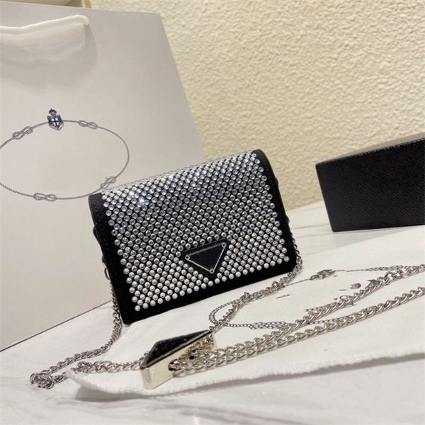 

design luxury fashion bags triangular chain inlaid water full drill small square envelope single diagonal cross mini cute change tidewomen&#
