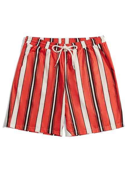 

romwe guys striped shorts 52en#, White;black