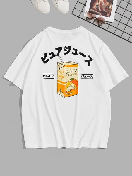 

men letter and drink print h06j#, White;black