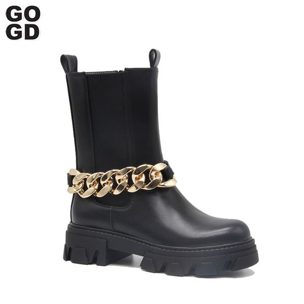 

gogd products ladies zipper ankle autumn the chain and winter fashion martin boots comfortable size 3641 220720, Black