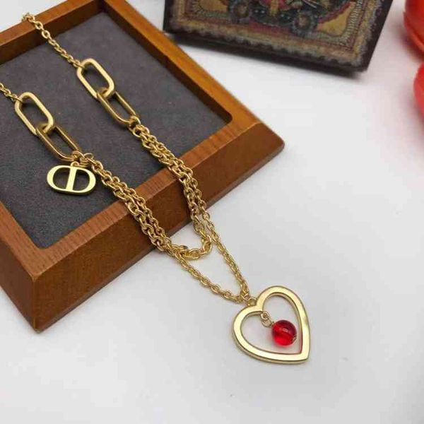 

2022 factory wholesale new dijia red agate smart love necklace wind splicing antique copper made old versatile women's sweater chain, Silver