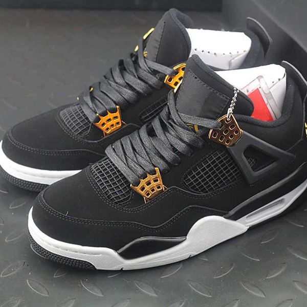 

jumpman 4 classic design basketball shoes black-gold collaboration fashion sport sneaker ship with box