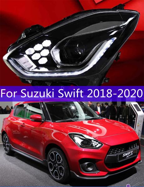 Luzes principais do carro led para suzuki swift drl lâmpada dianteira 18-20 led completo turn signl faróis diurnos feixe alto