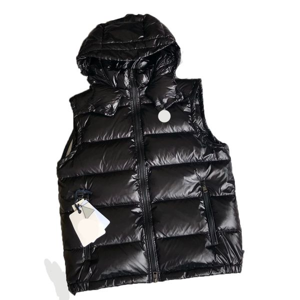 

designer maya mens down vests luxury flocking logo badge women black vest size 1-5, Black;white