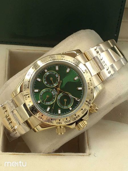 

watches master design men's sports style automatic movement gold stainless steel case green dial folding button329u, Slivery;brown