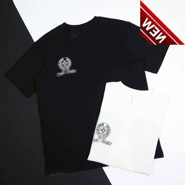 

50% off discount 2022 tide brand heavy industry water diamond horshoe back big wing t-shirt couple ch short sleeve factory direct sale, White;black