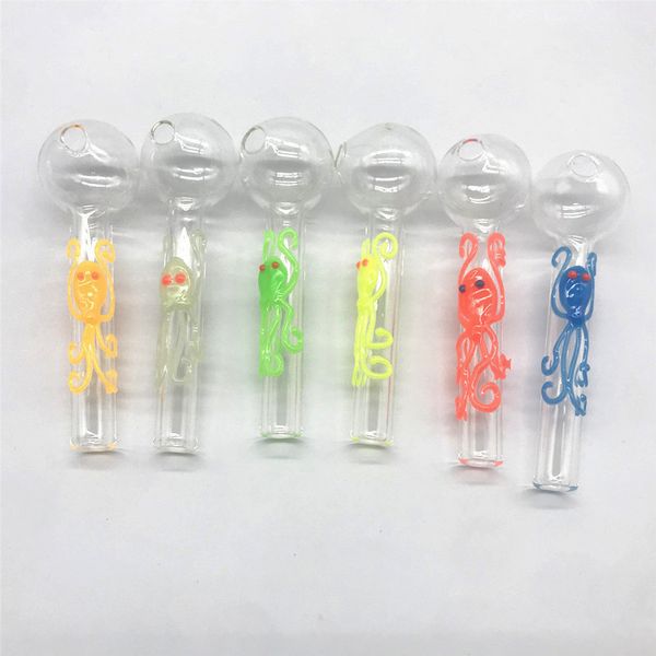 Bruciatore di olio di vetro luminoso Tubi di fumo Bruciatore di olio Bubbler Portatile Mini Pyrex Cera Concentrato Strumenti di tabacco Dab Rigs Kit